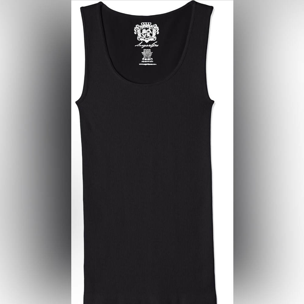 SUGARLIPS RIBBED FITTED TANK TOP OS SUGAR LIPS BLACK